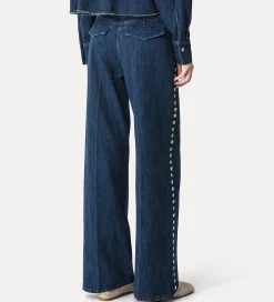 forte_forte 5–pocket trousers with sequinning indigo^ Pants