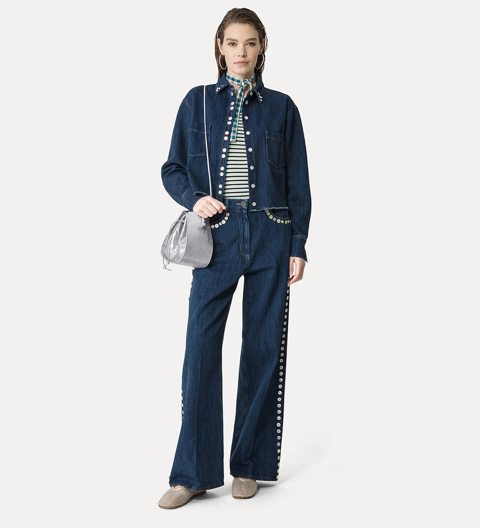 forte_forte 5–pocket trousers with sequinning indigo^ Pants