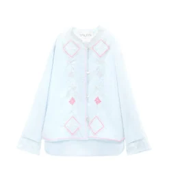 forte_forte poplin shirt with “oniric blossom” embroidered detailing rugiada^ Shirts