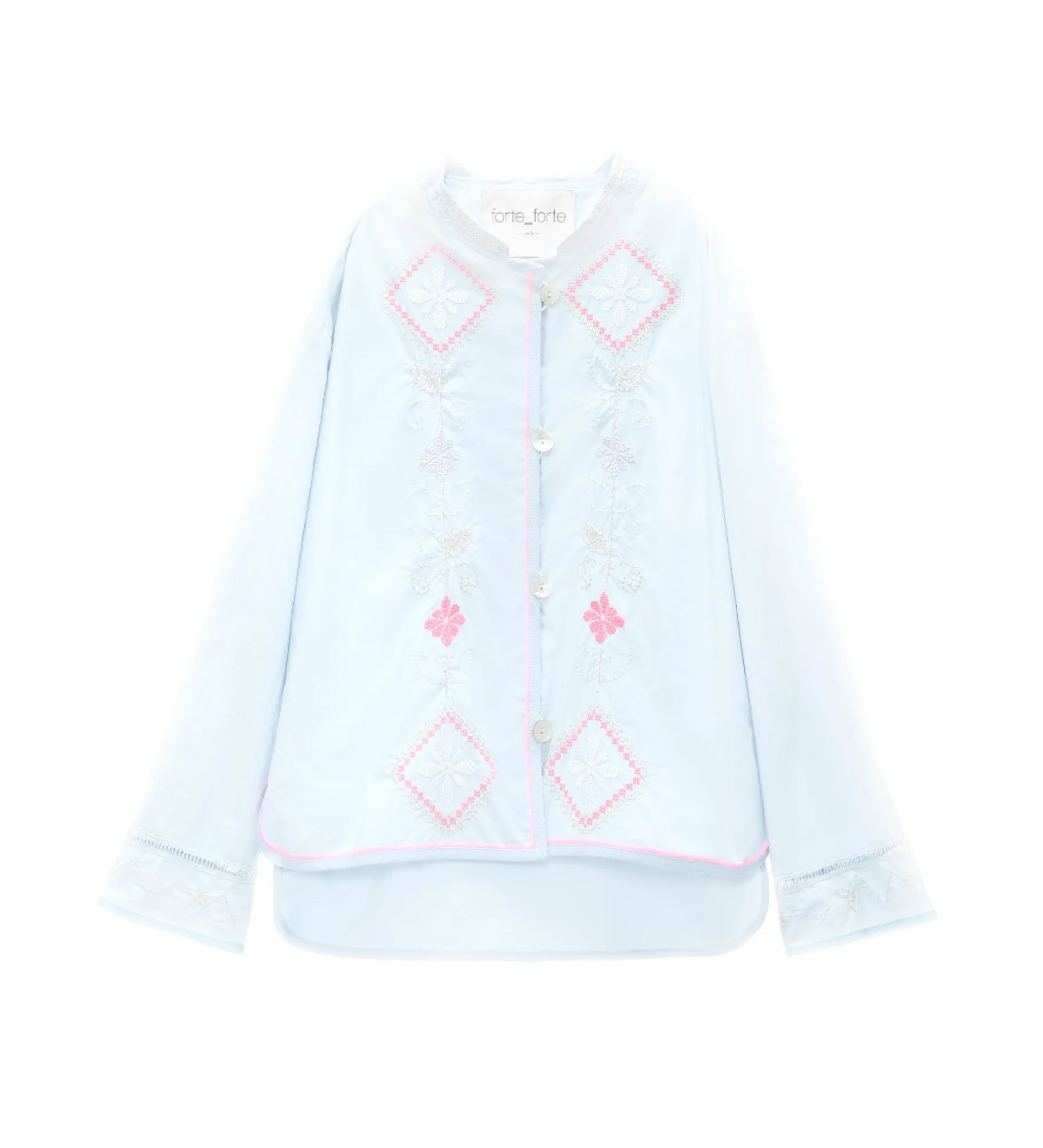 forte_forte poplin shirt with “oniric blossom” embroidered detailing rugiada^ Shirts