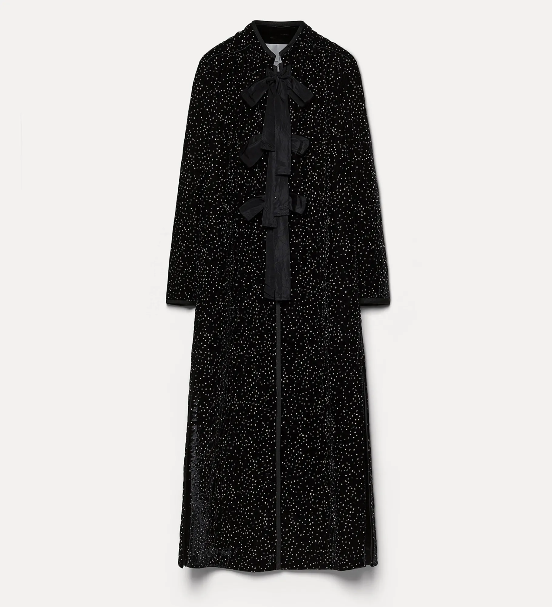 forte_forte quilted velvet coat with glitter polka dots nero^ Coats