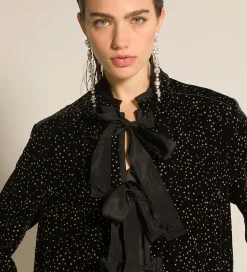 forte_forte quilted velvet coat with glitter polka dots nero^ Coats