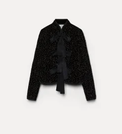 forte_forte quilted velvet jacket with glitter polka dots nero^ Jackets