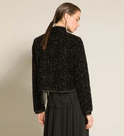 forte_forte quilted velvet jacket with glitter polka dots nero^ Jackets