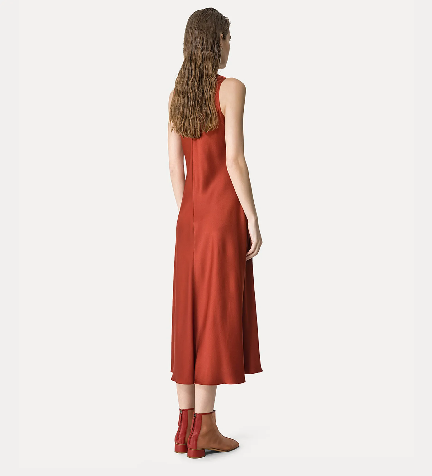 forte_forte round–neck satin dress terre^ Dresses
