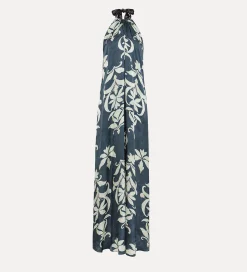 forte_forte satin dress with halterneck design oltremare^ Dresses