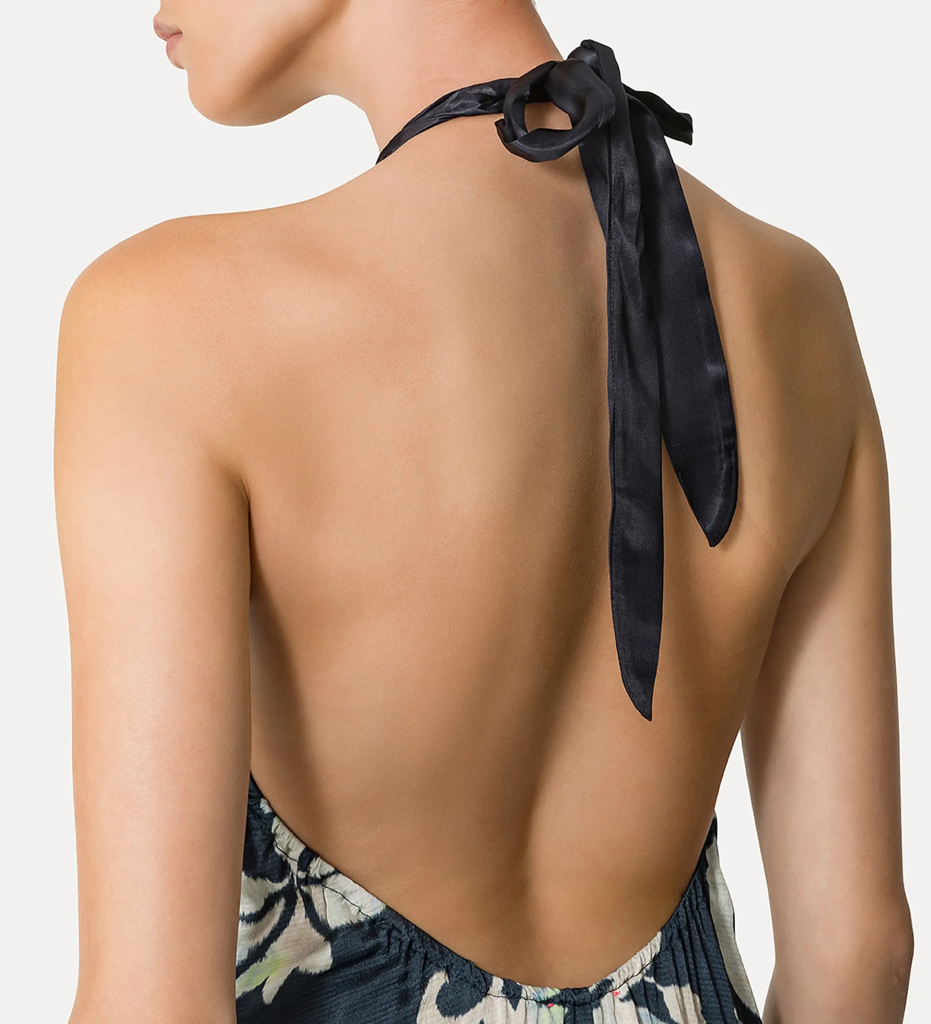 forte_forte satin dress with halterneck design oltremare^ Dresses