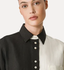 forte_forte shirt for women in colour–block linen noir^ Shirts