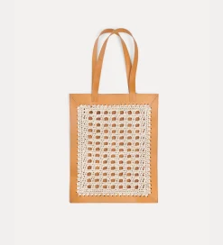 forte_forte shopper in leather and crochetwork naturale^ Bags And Belts