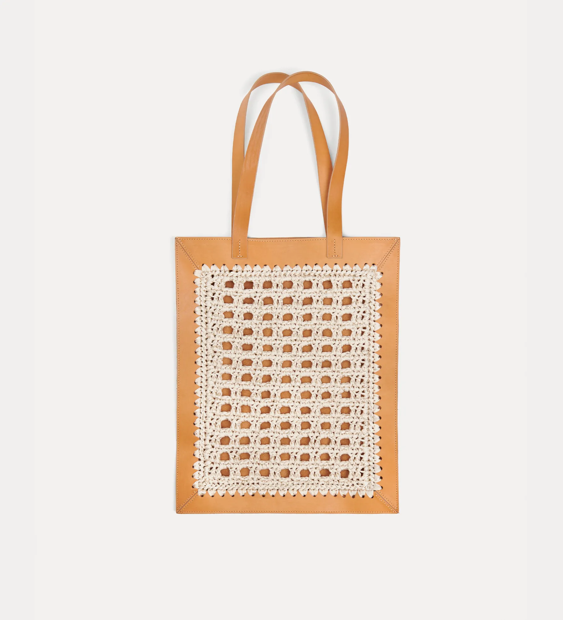 forte_forte shopper in leather and crochetwork naturale^ Bags And Belts