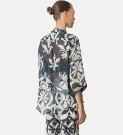 forte_forte short–sleeve shirt with “the secret lily” print oltremare^ Shirts