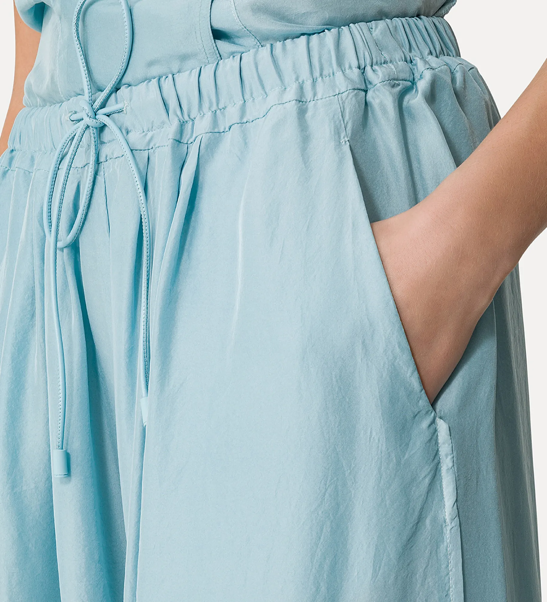 forte_forte silk trousers with a drawstring waist acqua^ Pants