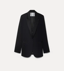 forte_forte smoking jacket in enver satin nero^ Jackets