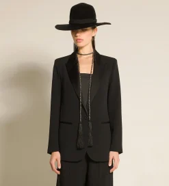 forte_forte smoking jacket in enver satin nero^ Jackets