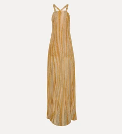 forte_forte square–necked gown in lurex jersey gold^ Dresses