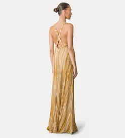 forte_forte square–necked gown in lurex jersey gold^ Dresses