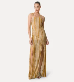 forte_forte square–necked gown in lurex jersey gold^ Dresses
