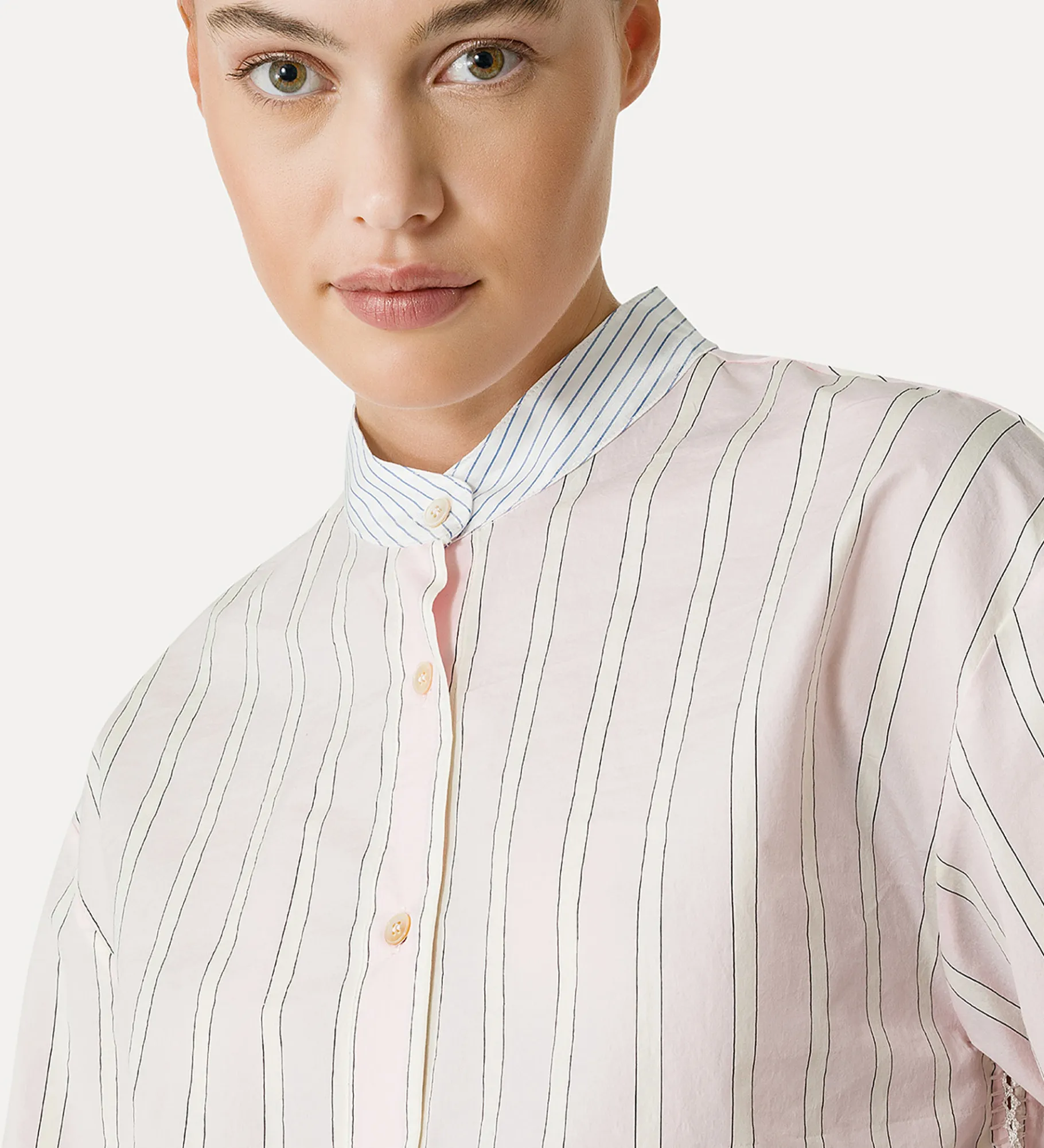 forte_forte striped granddad shirt petalo^ Shirts