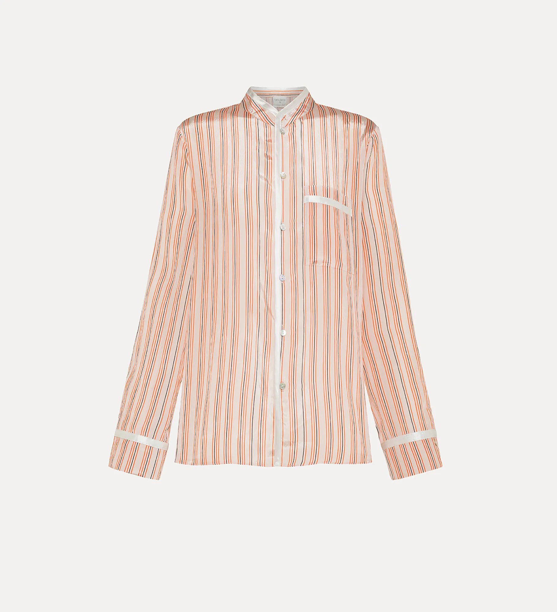 forte_forte striped mandarin–collar shirt pistillo^ Shirts