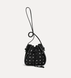 forte_forte suede bucket bag with rhinestones nero^ Bags And Belts