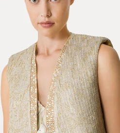 forte_forte “twinkle” vest in lurex–shot jacquard gold^ Jackets