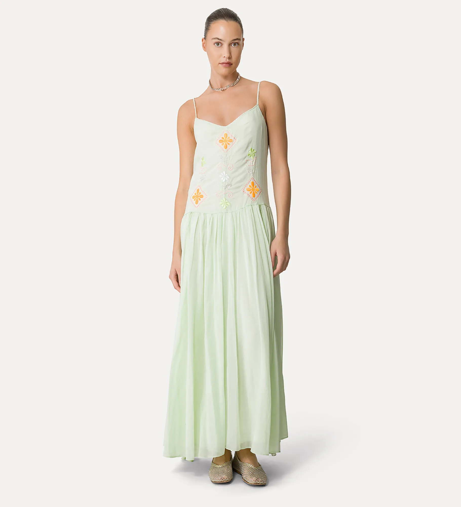 forte_forte voile dress with “oniric blossom” embroidered detailing mint^ Dresses