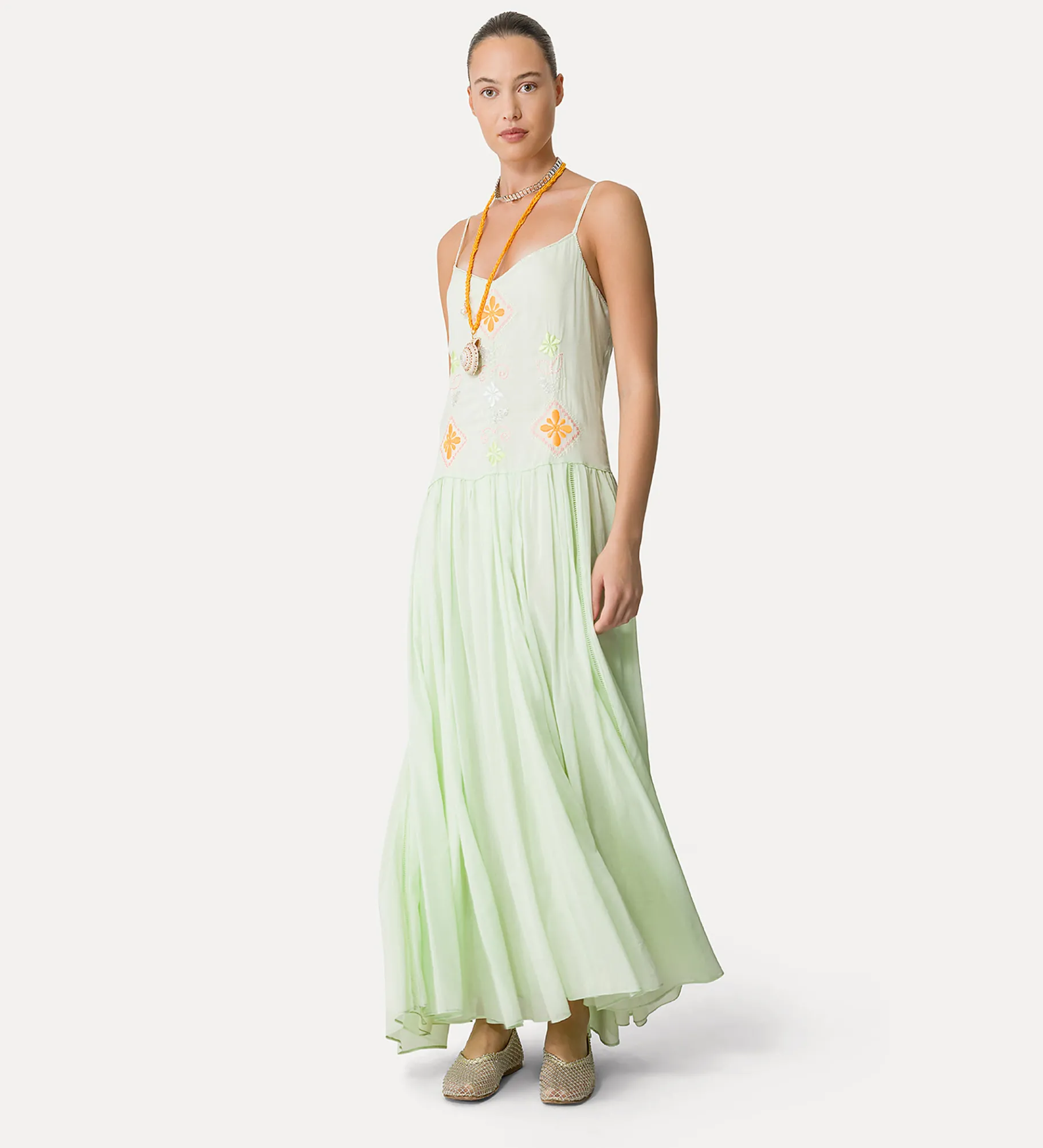 forte_forte voile dress with “oniric blossom” embroidered detailing mint^ Dresses