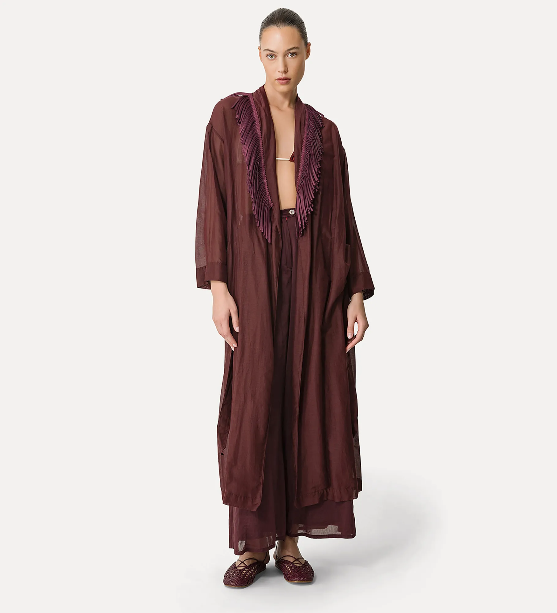 forte_forte voile robe with fringing black orchid^ Coats