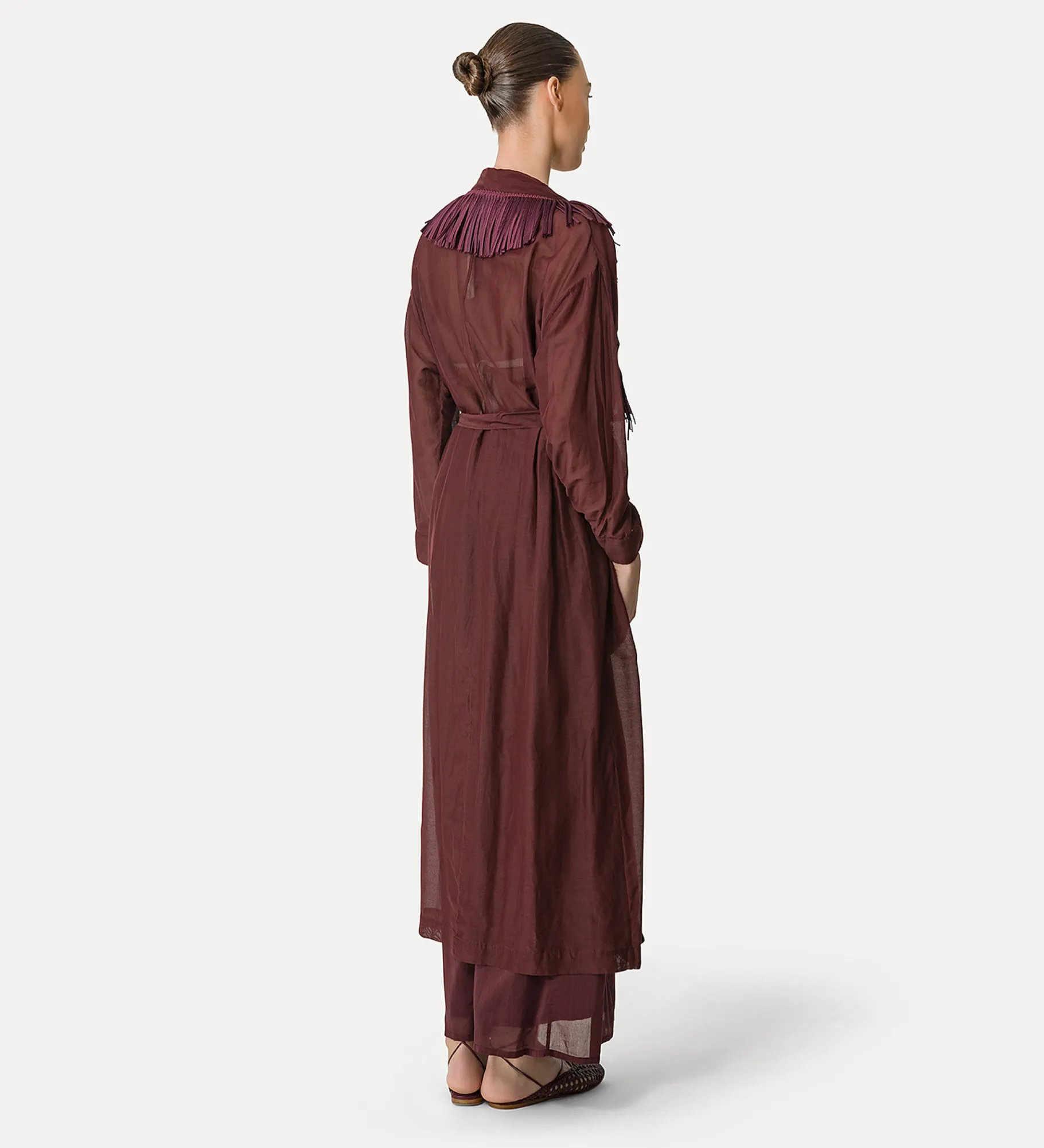 forte_forte voile robe with fringing black orchid^ Coats