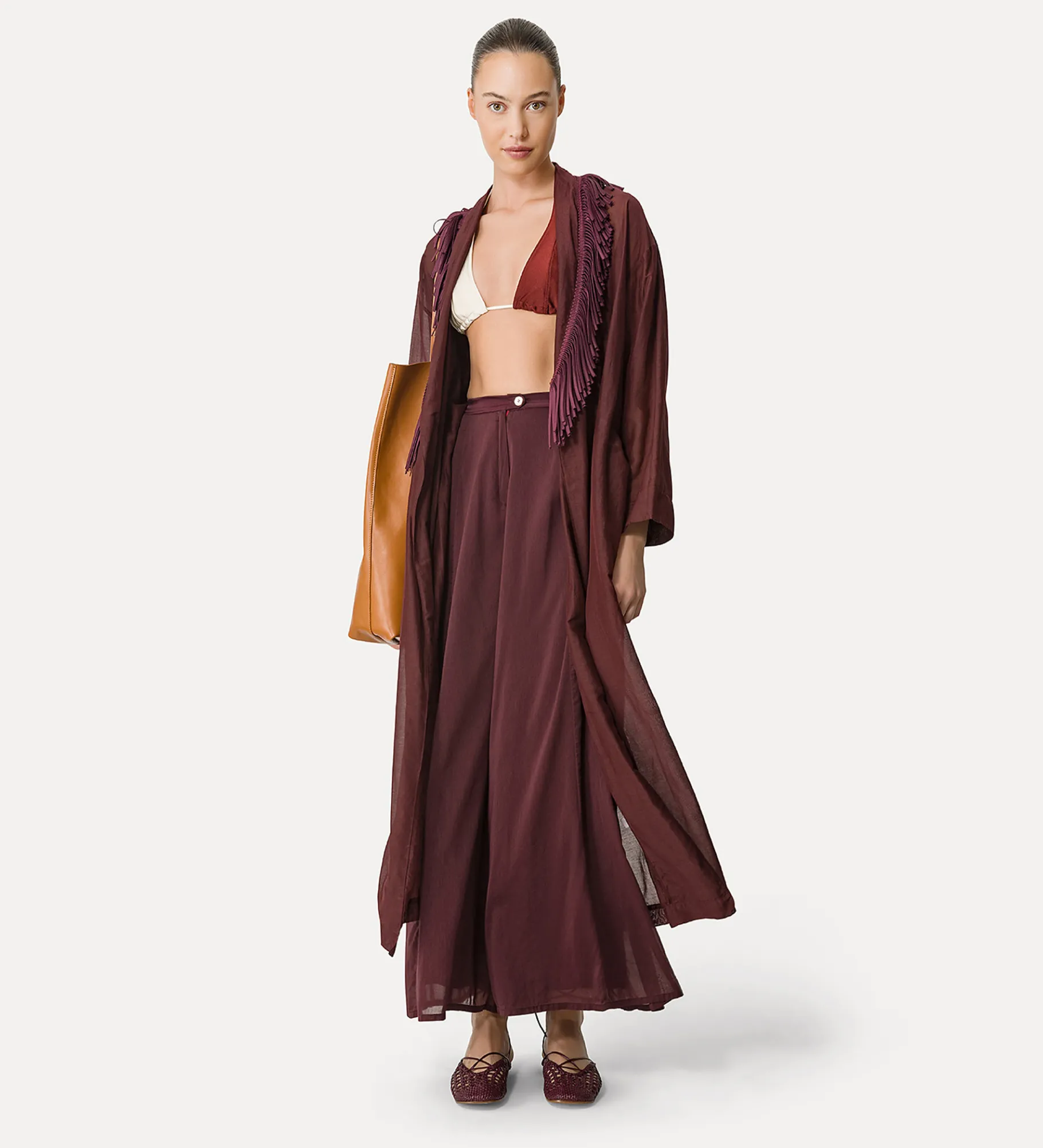 forte_forte voile robe with fringing black orchid^ Coats