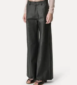 forte_forte wide–leg trousers in black nappa abisso^ Pants