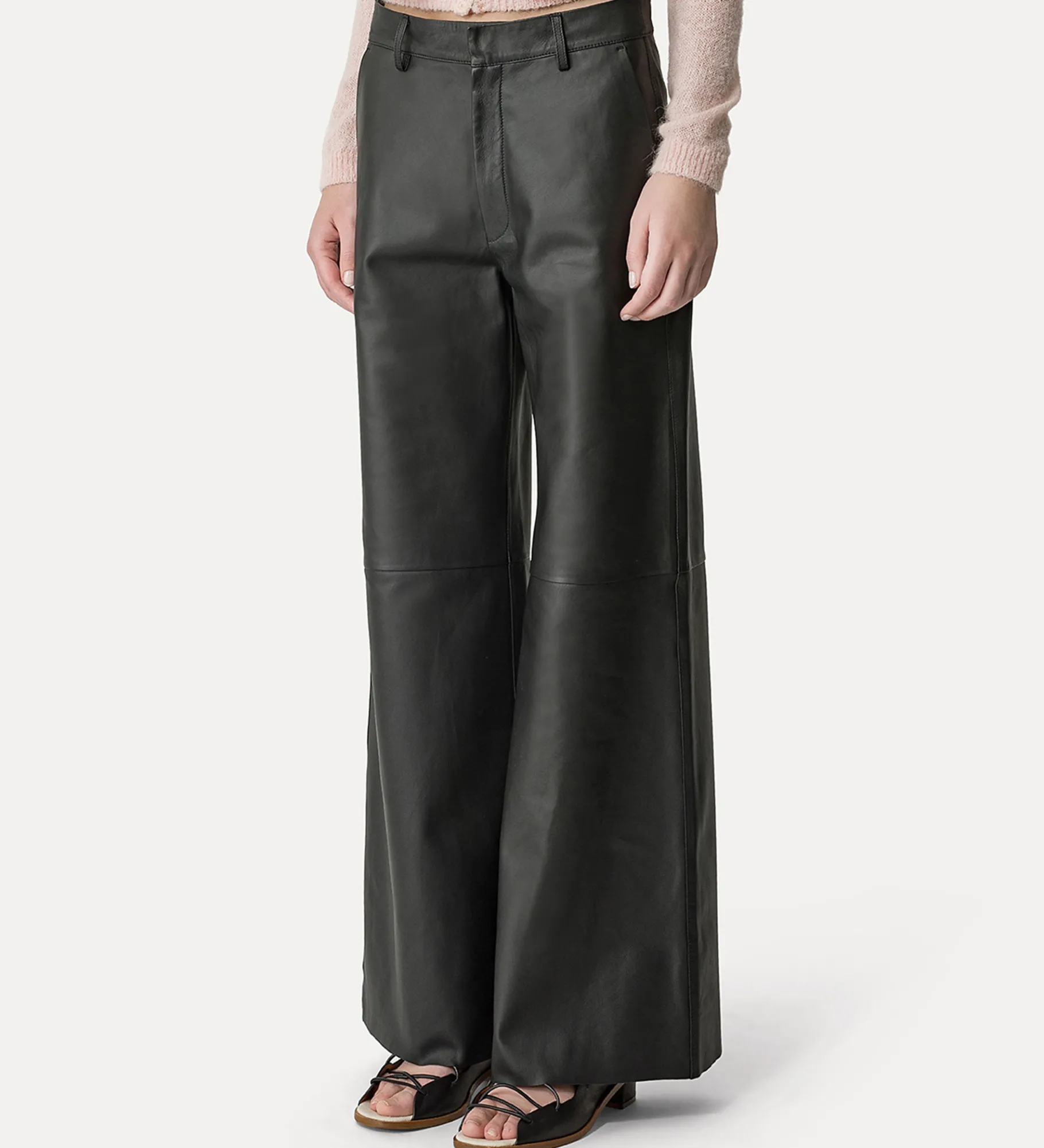 forte_forte wide–leg trousers in black nappa abisso^ Pants
