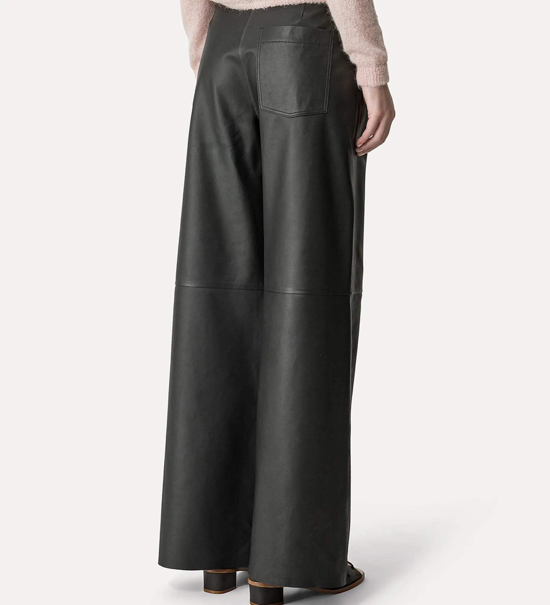 forte_forte wide–leg trousers in black nappa abisso^ Pants