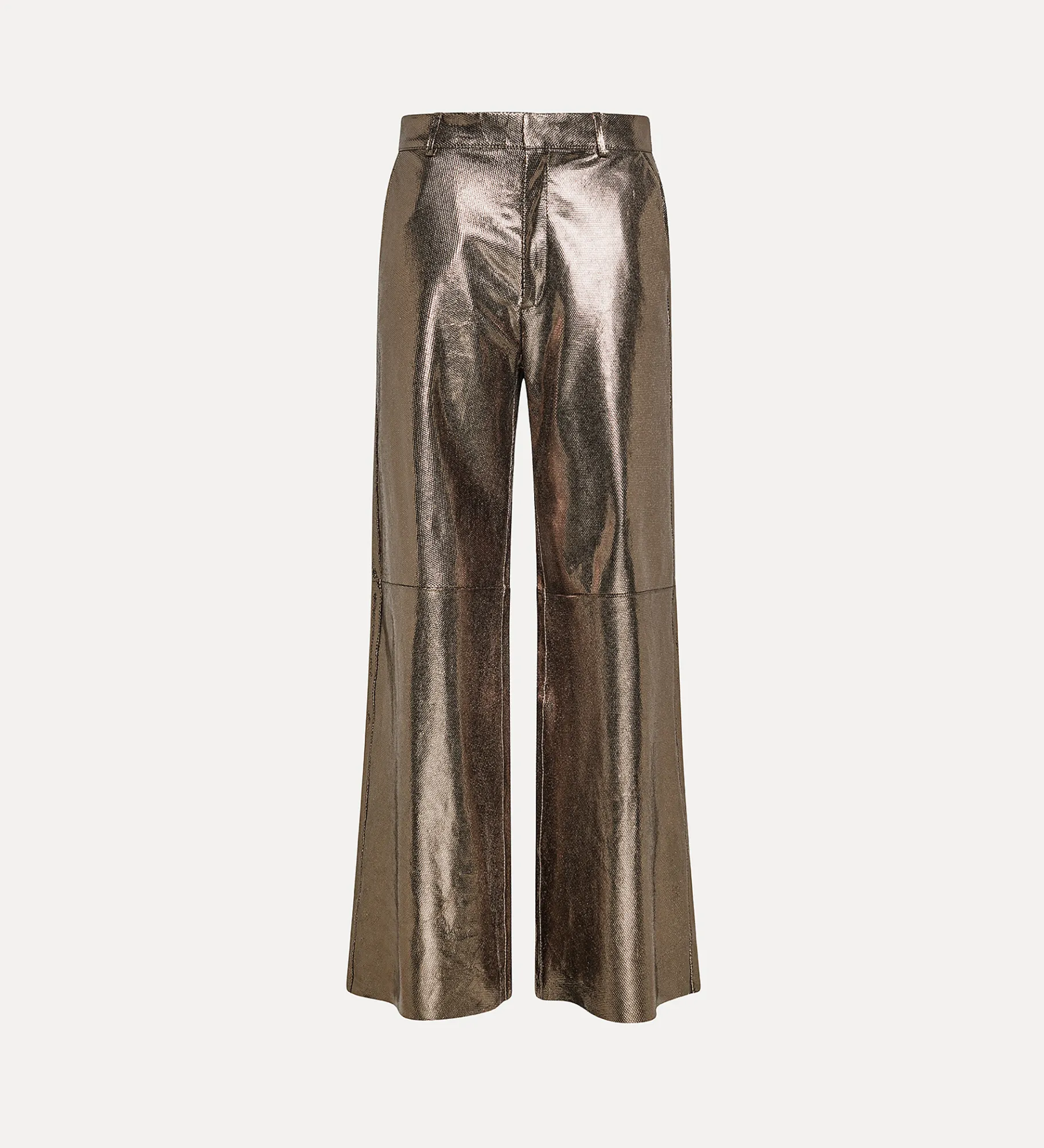 forte_forte wide–leg trousers in waffle–patterned suede gun metal^ Pants