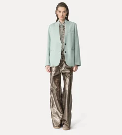 forte_forte wide–leg trousers in waffle–patterned suede gun metal^ Pants