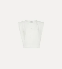 forte_forte wide–shoulder top with crystal embellishment bianco^ Tops