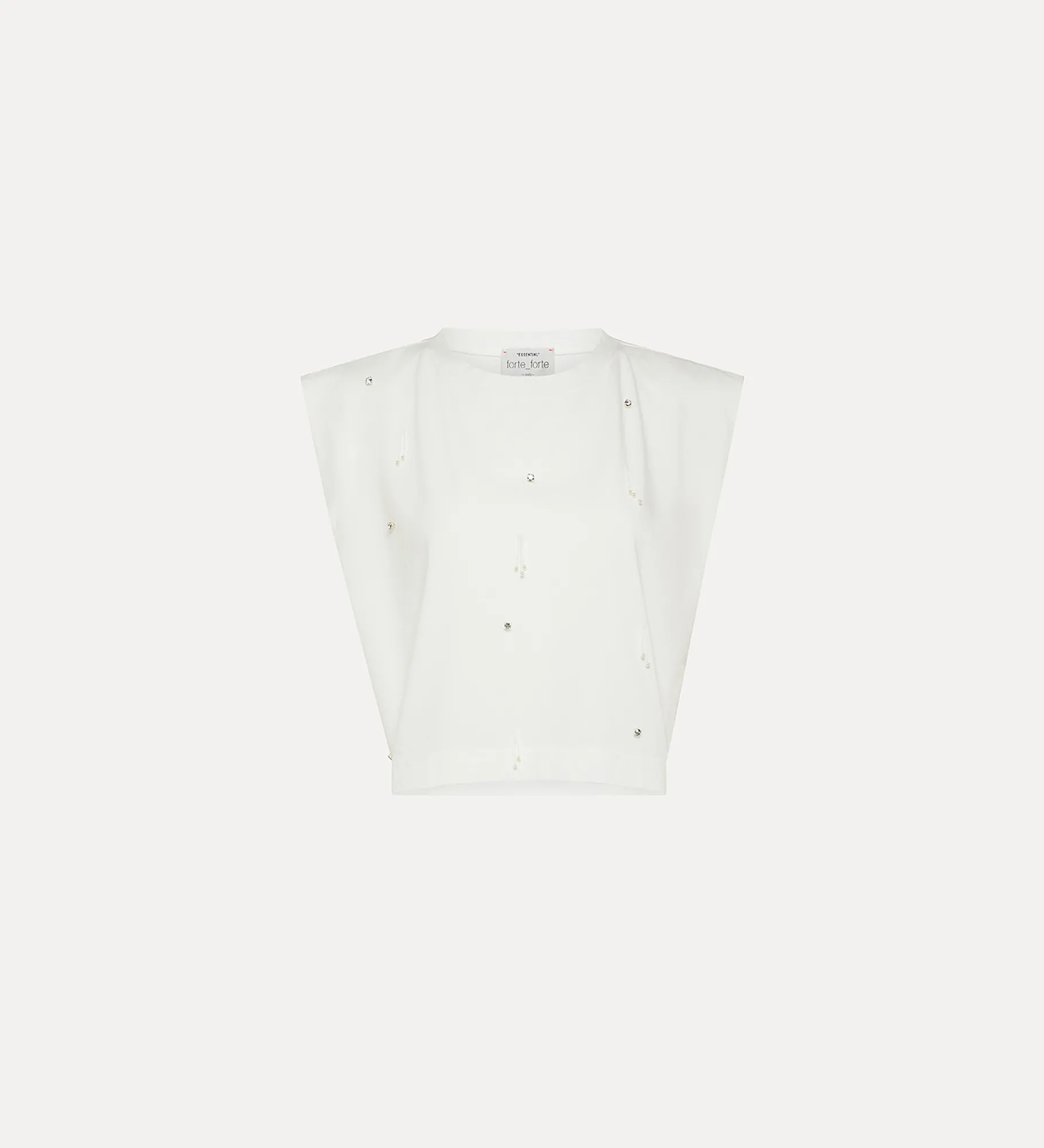 forte_forte wide–shoulder top with crystal embellishment bianco^ Tops
