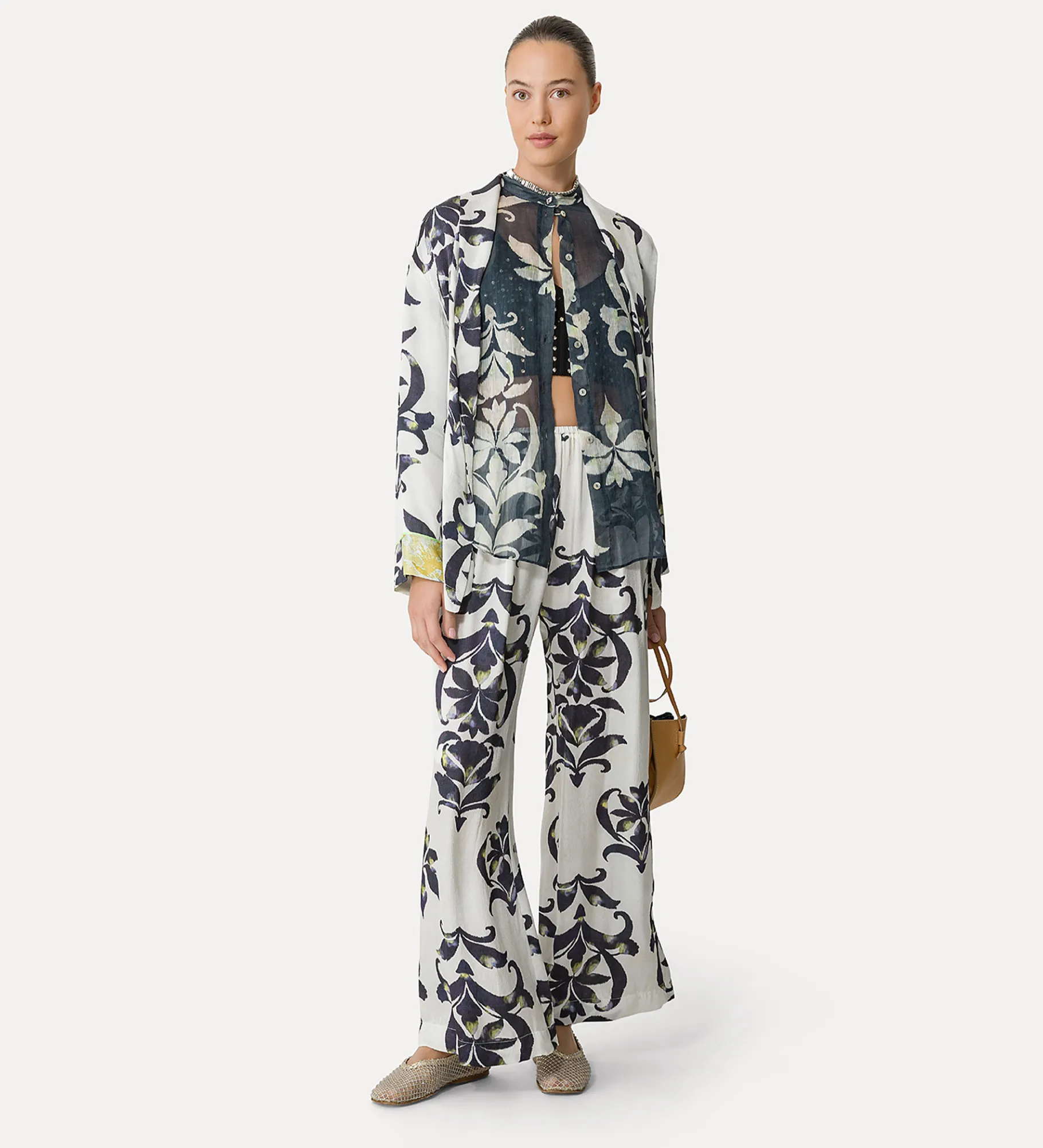forte_forte women's kimono with “the secret lily” print orchidea^ Jackets
