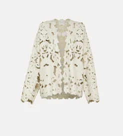 forte_forte women's leather bomber jacket with “poetic orchid” embroidery work orchidea^ Coats