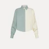 forte_forte women's shirt in colour–block linen acqua^ Shirts