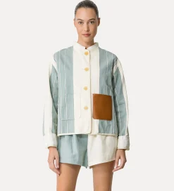 forte_forte work jacket in cotton and linen acqua^ Jackets