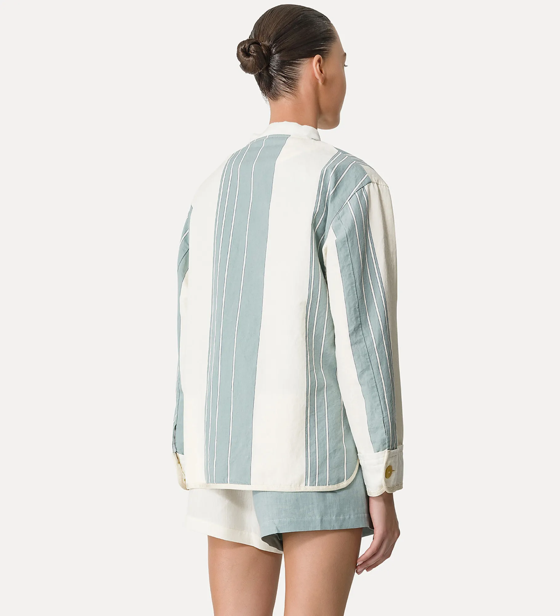 forte_forte work jacket in cotton and linen acqua^ Jackets