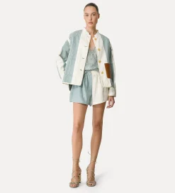 forte_forte work jacket in cotton and linen acqua^ Jackets