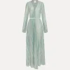 forte_forte wrap dress in lurex–shot jersey acqua^ Dresses