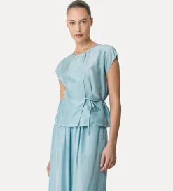 forte_forte wrapover top in silk acqua^ Tops
