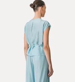 forte_forte wrapover top in silk acqua^ Tops